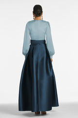 Sachin & Babi V-Neck Box Pleat Ball Gown