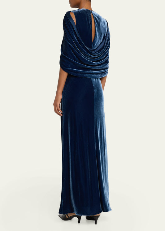 Lafayette 148 New York A-Line Velvet Shawl Gown