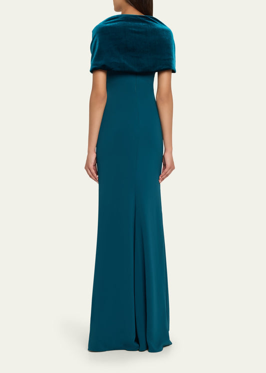Badgley Mischka Sweetheart Gown with Velvet Cape