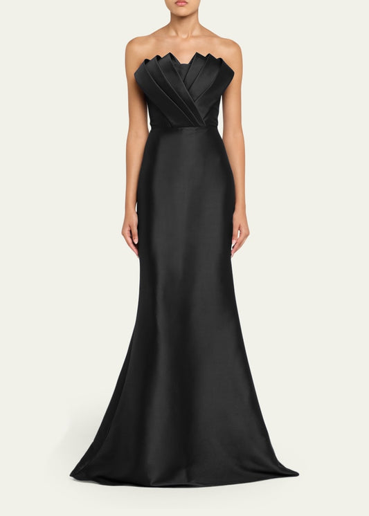 Badgley Mischka Strapless Origami Trumpet Gown