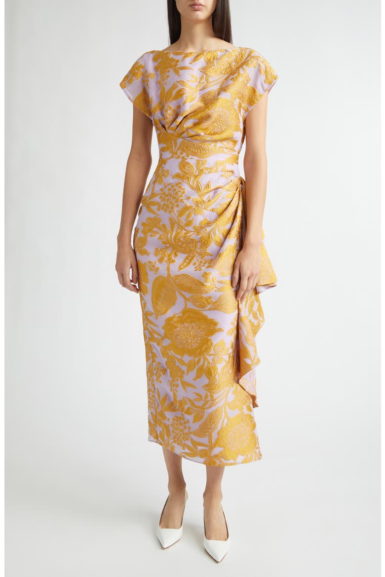 Lela Rose Floral Jacquard Cocktail Dress
