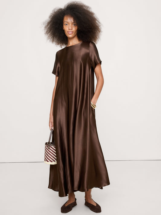 Banana Republic Satin Trapeze Long Dress