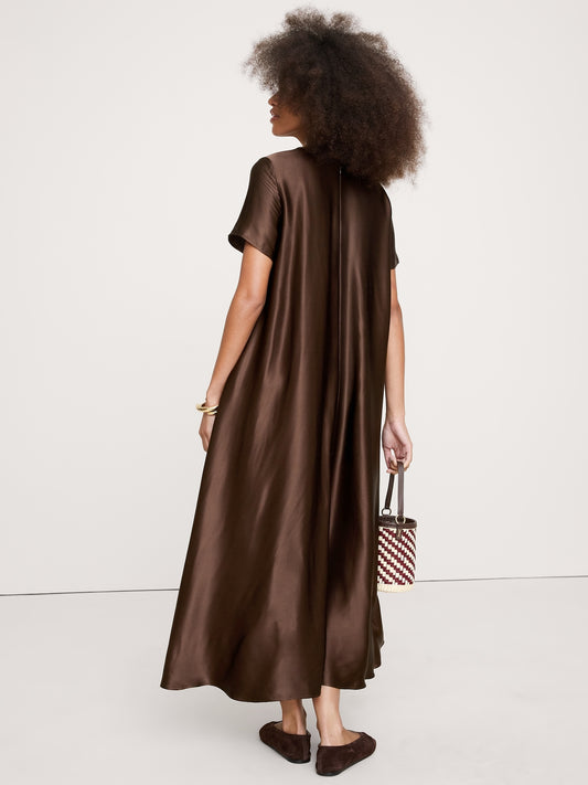 Banana Republic Satin Trapeze Long Dress