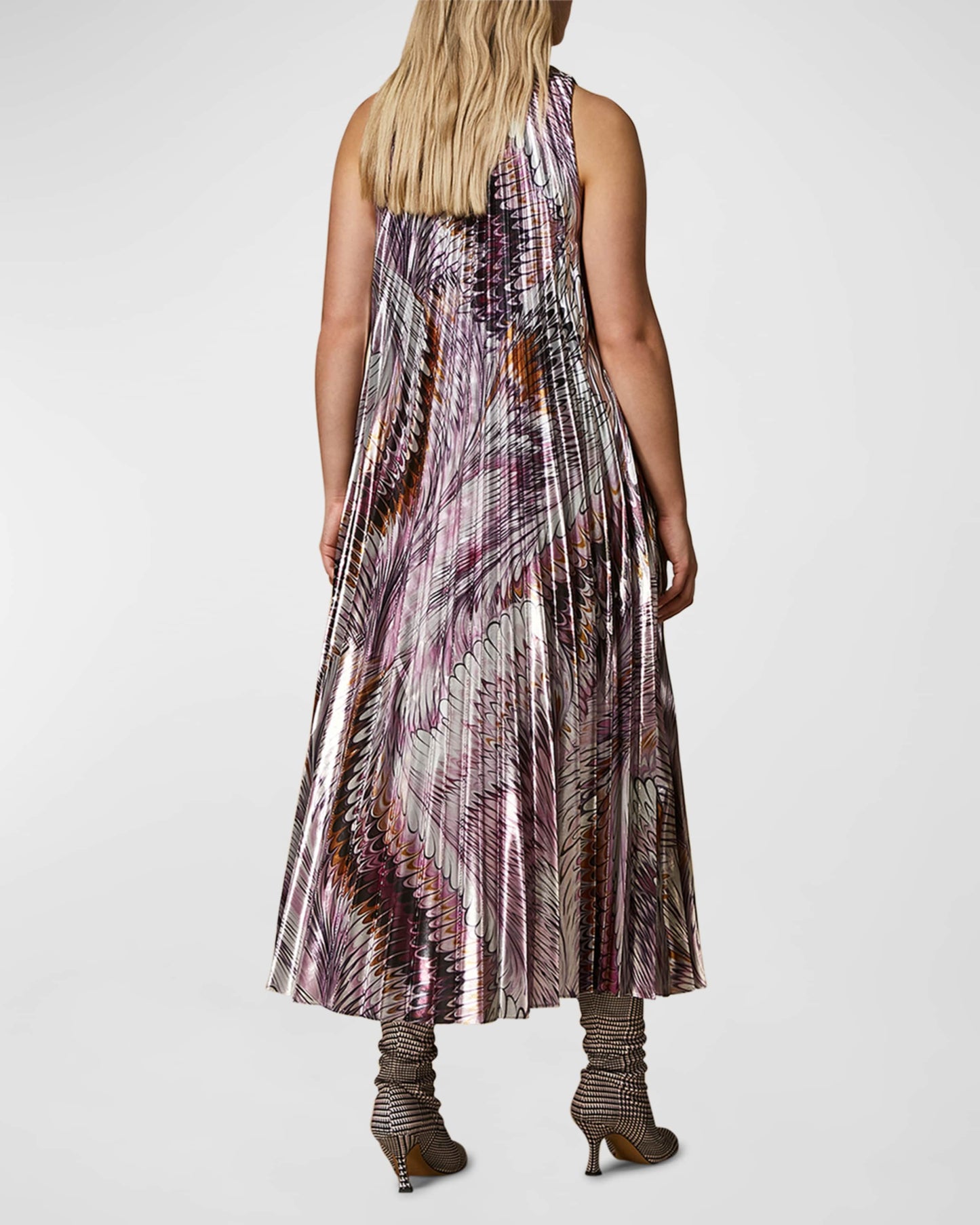 Marina Rinaldi Plus Size Metallic Print Pleated Dress