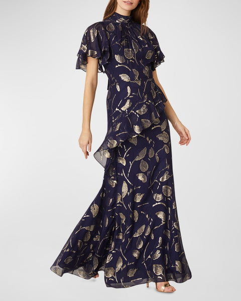 Shoshanna Leaf Fil Coupe Flutter Sleeve Gown – MOTHER OF