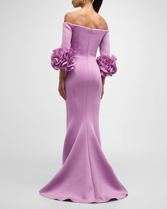 Jovani Off-Shoulder Rosette Trumpet Gown