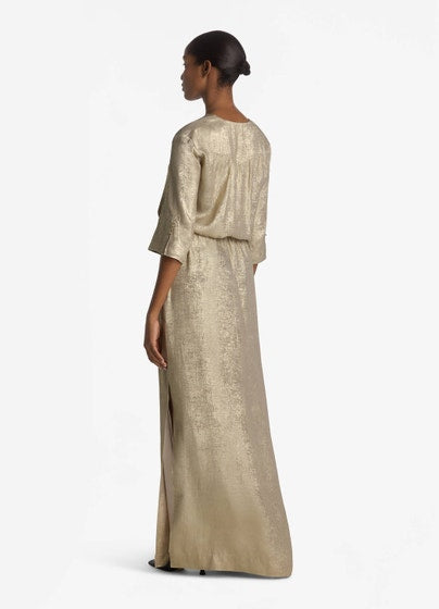 St. John 3/4 Sleeve Metallic Gown