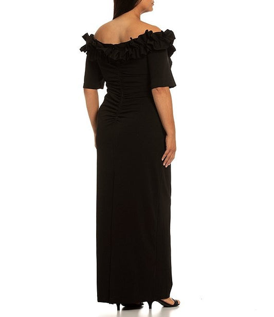 Xscape Plus Size Off-the-Shoulder Ruffle Gown