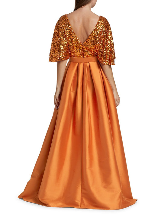 Badgley Mischka Sequin and Satin Gown