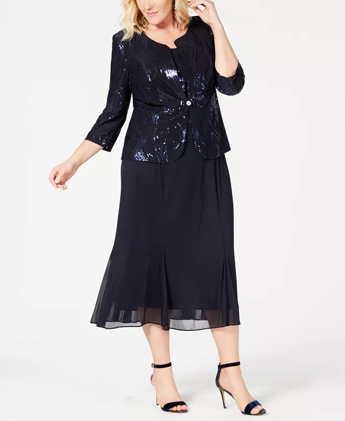 Alex Evenings Sequined Chiffon Jacket and Dress