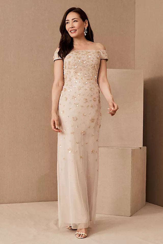 BHLDN Off-the-Shoulder Beaded Dress