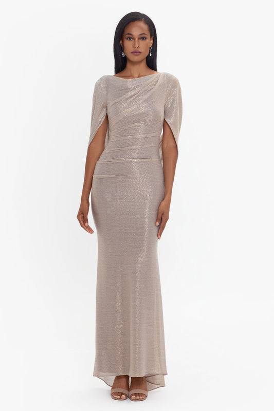 Betsy & Adam Petite Draped Crinkle Gown