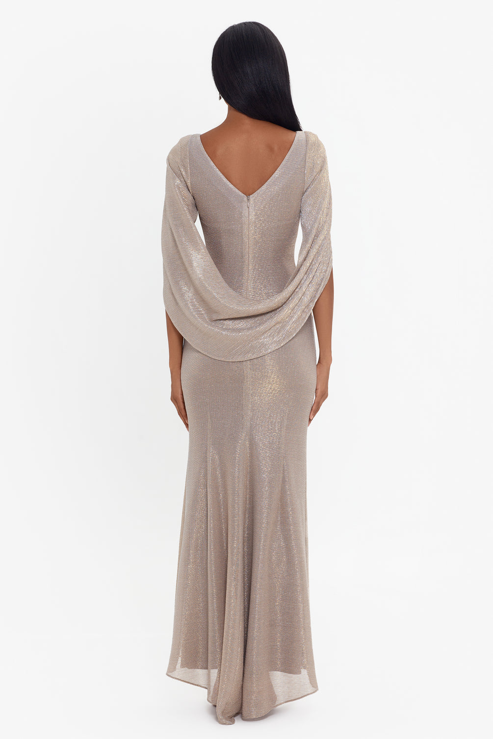 Betsy & Adam Petite Draped Crinkle Gown