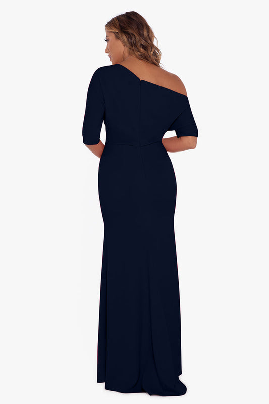 Betsy & Adam Scuba Crepe Off the Shoulder Dress