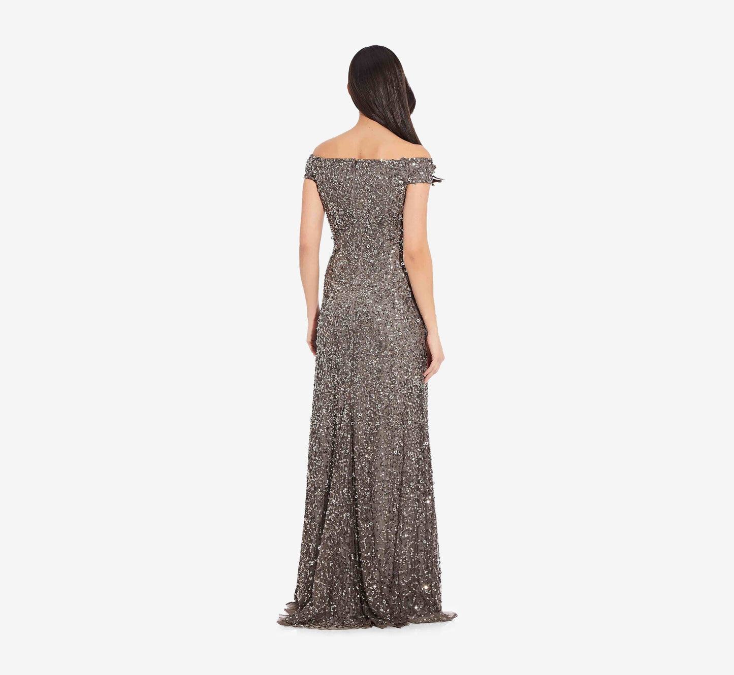 Adrianna Papell Off the Shoulder Sequin Gown