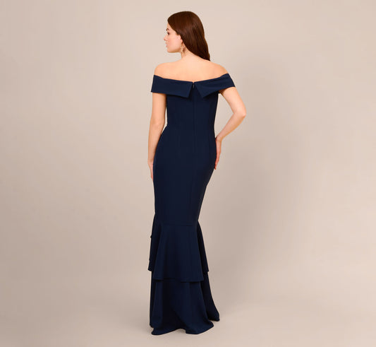 Adrianna Papell Off-The-Shoulder Ruffled Gown