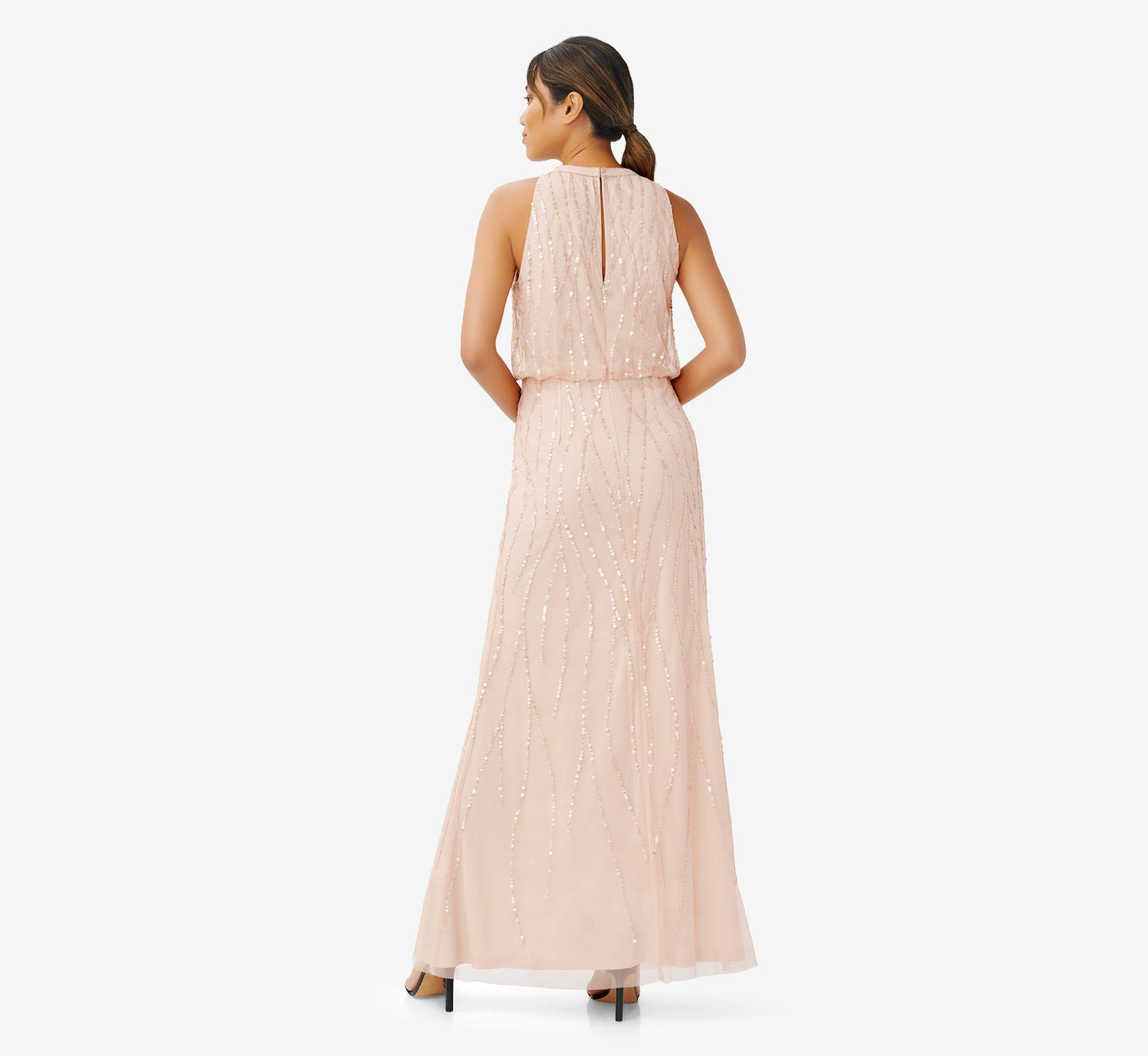 Adrianna Papell Beaded Blouson Long Gown