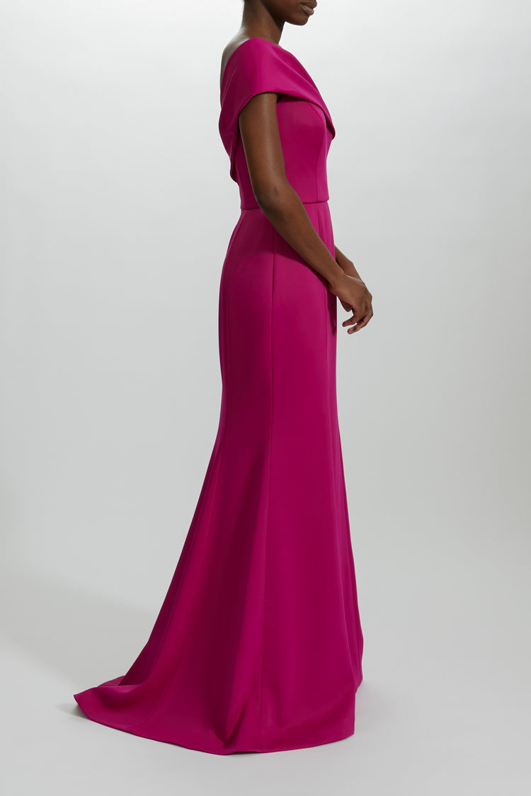 Amsale One Shoulder Draped Gown