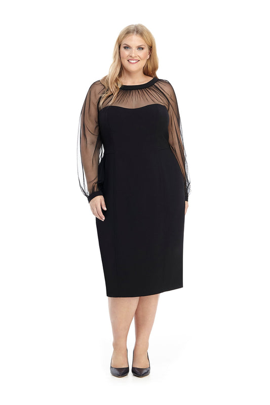 Maggy London Plus Size Illusion Mid Calf Dress