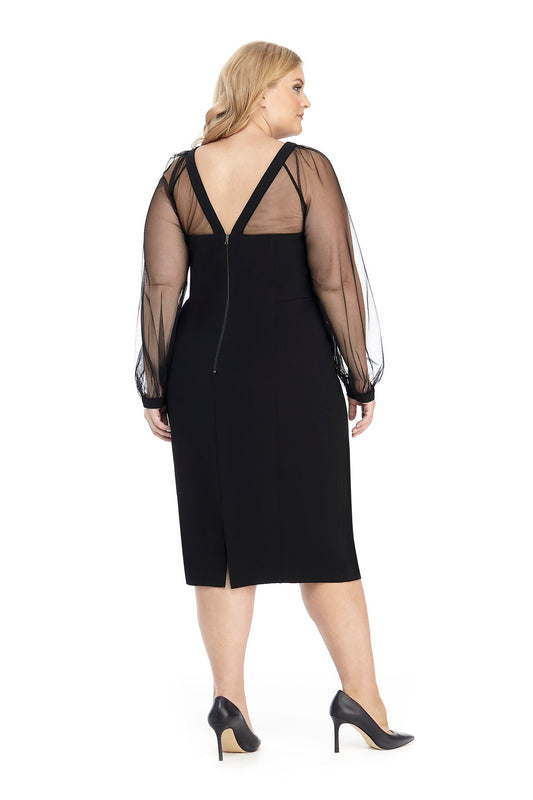 Maggy London Plus Size Illusion Mid Calf Dress