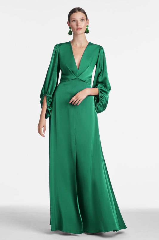 Sachin & Babi Satin Crescent Sleeve Gown