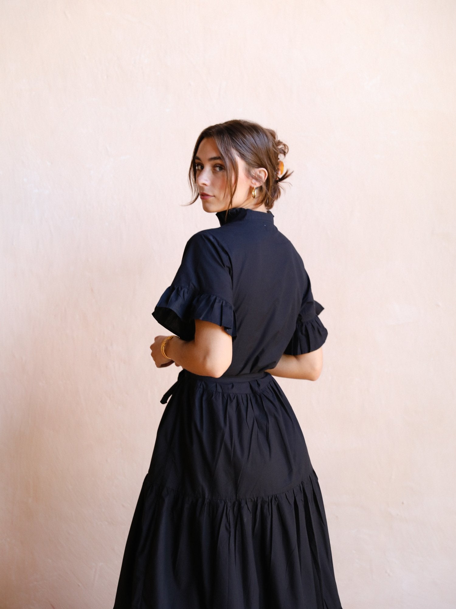Mille Button Down Tiered Maxi Dress – MOTHER OF Mille Button Down Tiered Maxi Dress – MOTHER OF
